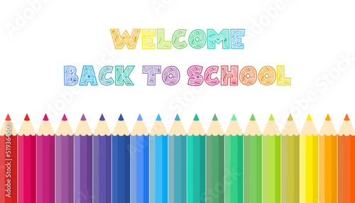 Welcome back to school background with colored pencils concept of drawing and education banner
