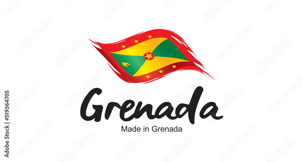 Made in Grenada new handwritten flag ribbon typography lettering logo label banner Made in Grenada new handwritten flag ribbon typography lettering logo label banner