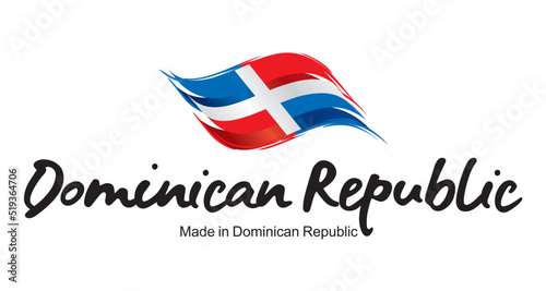Made in Dominican Republic new handwritten flag ribbon typography lettering logo label banner photo