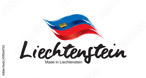 Made in Liechtenstein new handwritten flag ribbon typography lettering logo label banner