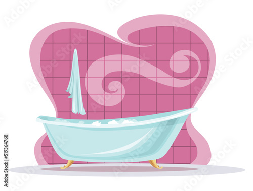 Place taking bath. Enjoying free time at cozy bathroom. Interior design
