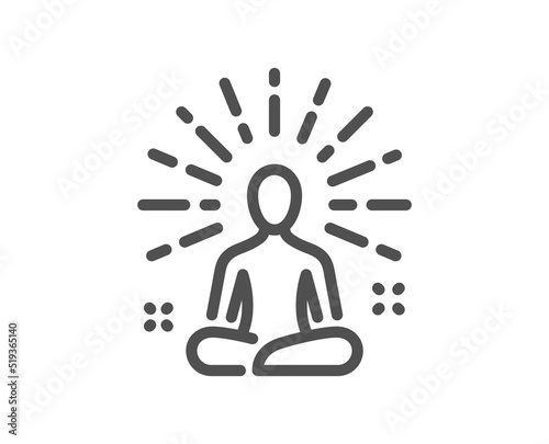 Yoga line icon. Meditation pose sign. Relax body and mind symbol. Quality design element. Linear style yoga icon. Editable stroke. Vector