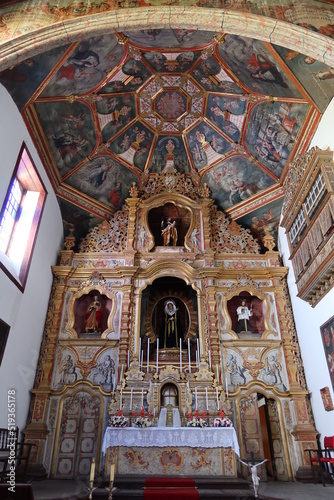 Icod de los Vinos, Tenerife, Spain, April 25, 2022: Colorful mallor altar of the church of Saint Francisco in Icod de los Vinos, Tenerife. Spain photo