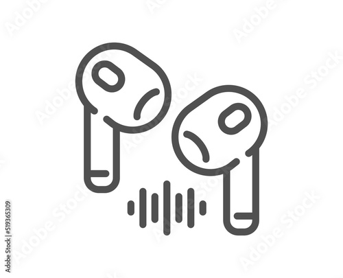 Headphone line icon. Mobile accessories sign. Earphones or headset symbol. Quality design element. Linear style headphone icon. Editable stroke. Vector