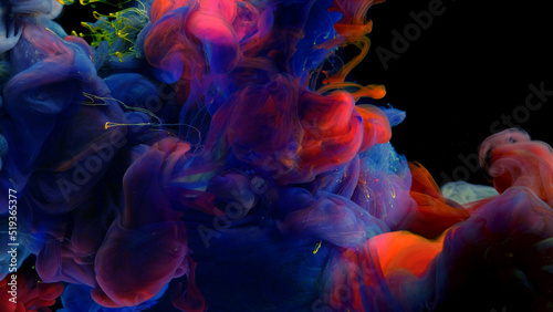 Abstract color mix , color drops in water , drop of Ink color mix paint falling on water Colorful ink in water,