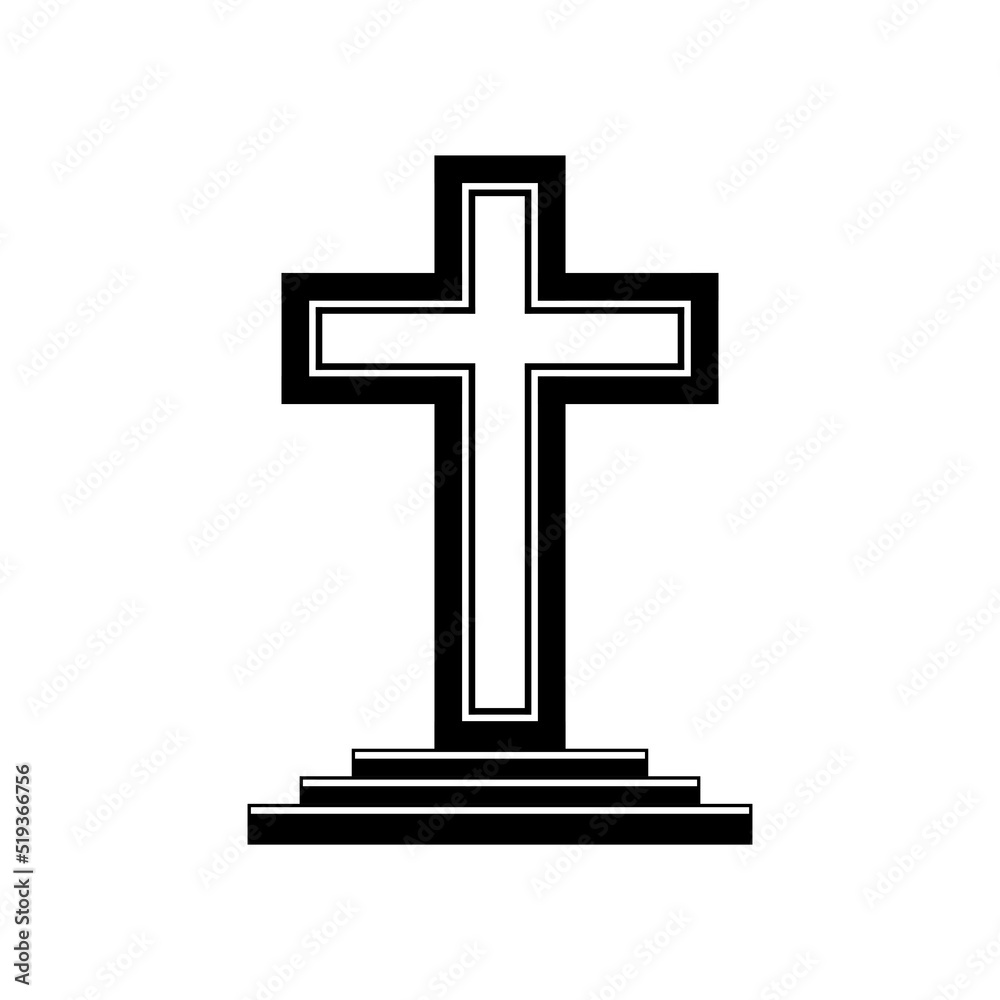 Black christian crucifix cross religion on altar boho flat vector icon design. Black christian crucifix cross religion on altar boho flat vector icon design.