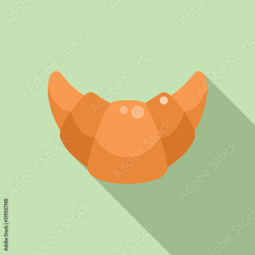 Croissant airline food icon flat vector. Airplane food