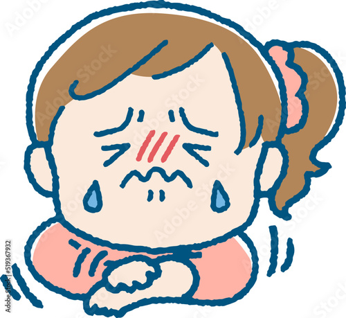 腕をひっかく女の子のイラスト