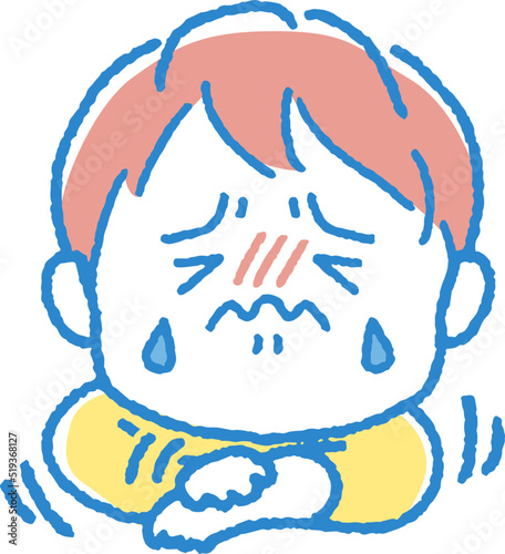 腕をひっかく女の子のイラスト