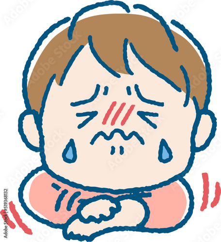 腕をひっかく女の子のイラスト