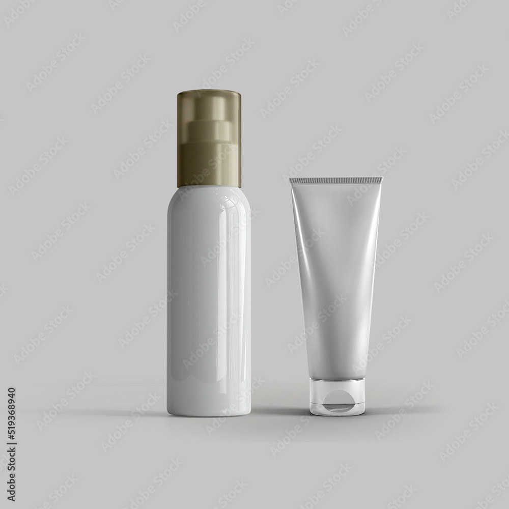 white cosmetic tube and bottle white cosmetic tube and bottle