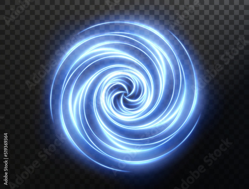 Light blue Twirl. Curve light effect of blue line. Luminous blue circle. Light blue pedistal, podium, platform, table. Vector PNG. Vector illustration