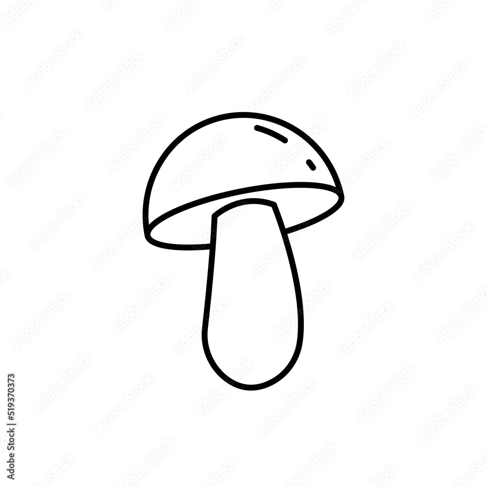 Mushroom forest vector icon outline black EPS 10.. Champignon flat illustration. Farm market product. Vegetarian food... Fresh healthy organic food... Crop concept for vegan. Isolated on white Mushroom forest vector icon outline black EPS 10.. Champignon flat illustration. Farm market product. Vegetarian food... Fresh healthy organic food... Crop concept for vegan. Isolated on white