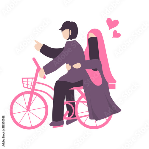 Sweet Muslim Couple cycling bicycle