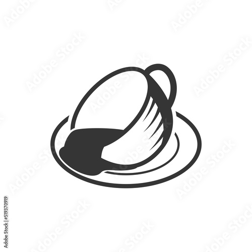 Vector graphic of spilled coffee isolated or spilled cup icon silhouette with placemats vector design