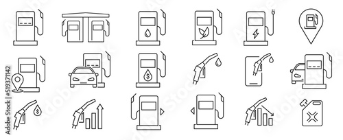 Gas and oil icon set. Fuel icon set