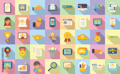 Ranking icons set flat vector. Premium cup
