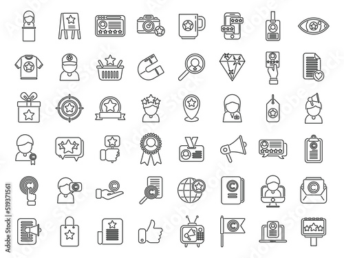 Brand ambassador icons set outline vector. Influence pr