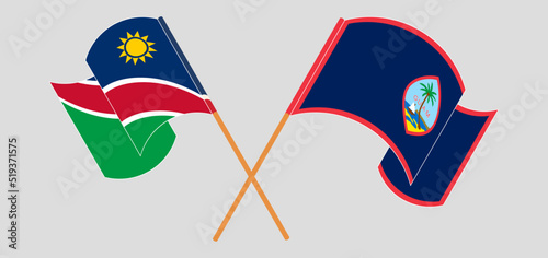 Free Download Crossed and waving flags of Namibia and Guam - GFXLoad