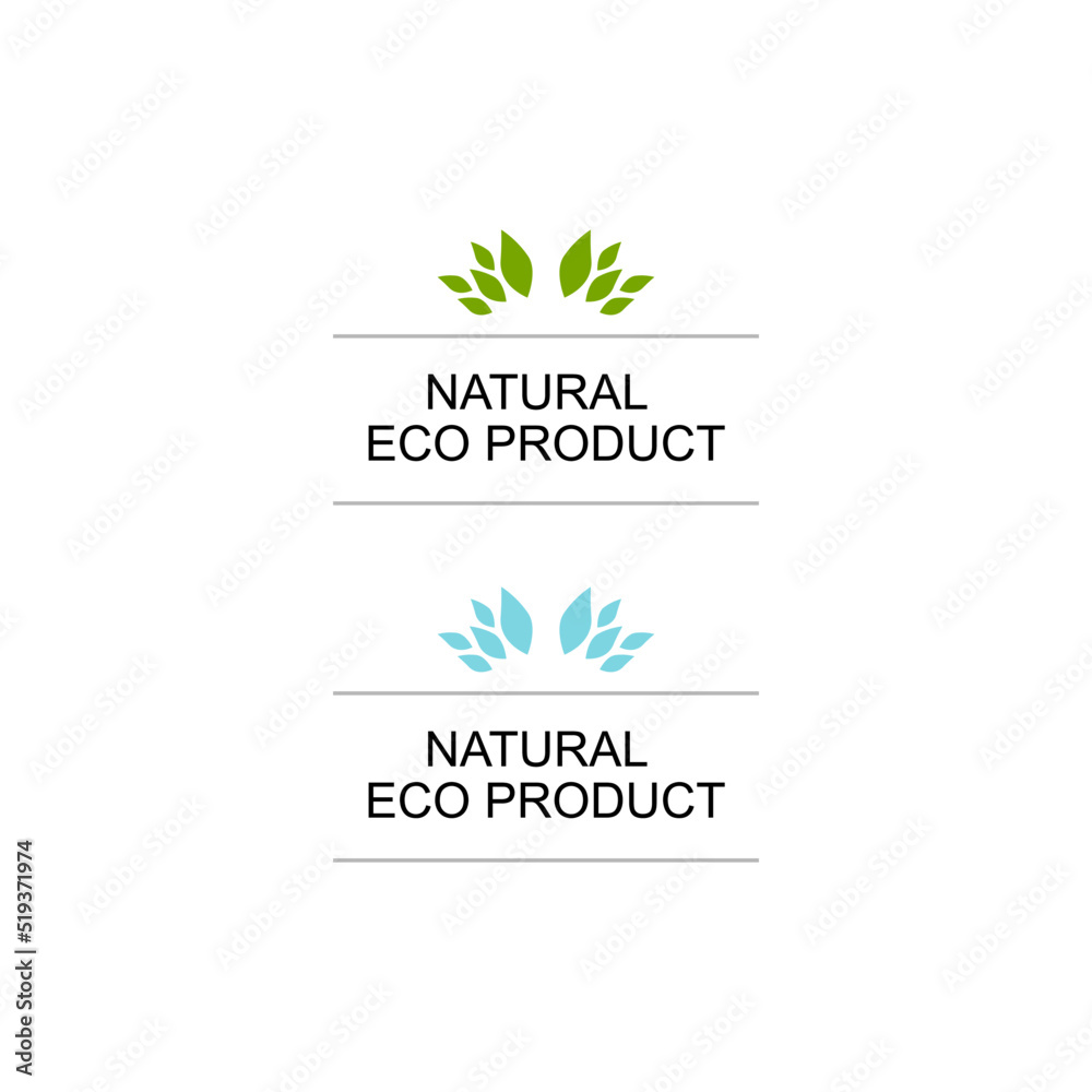 Natural Eco Product Sign, Symbol, Art, Logo isolated on White