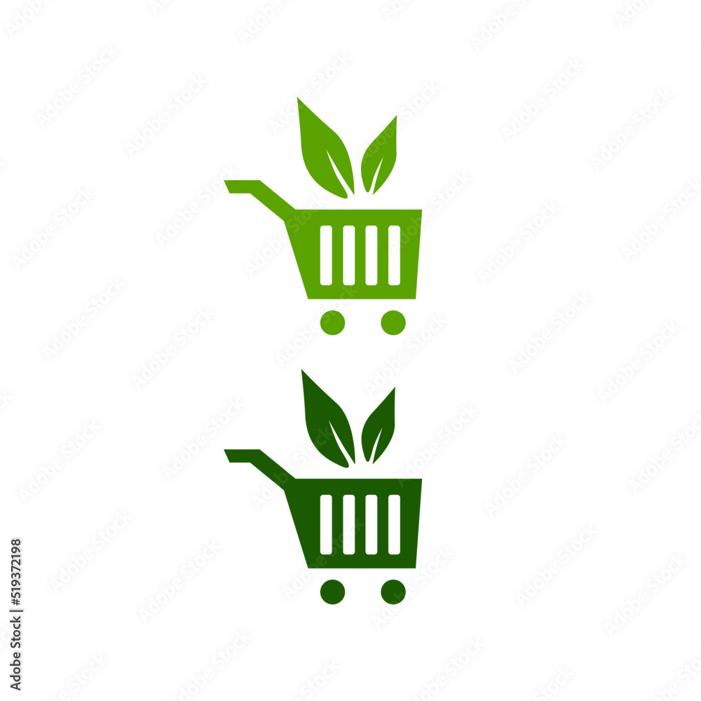 Green Shopping Bags Set isolated On White Green Shopping Bags Set isolated On White