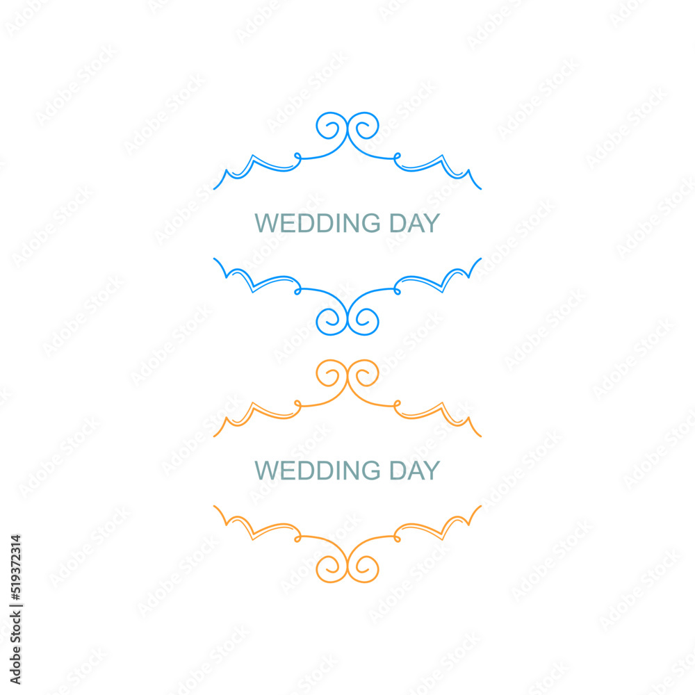 Wedding Day Simple Ornaments Isolated on White