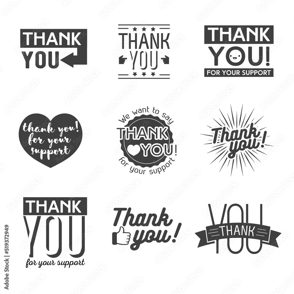 Fototapeta premium Thank you label set. Isolated labels. Vector Illustration