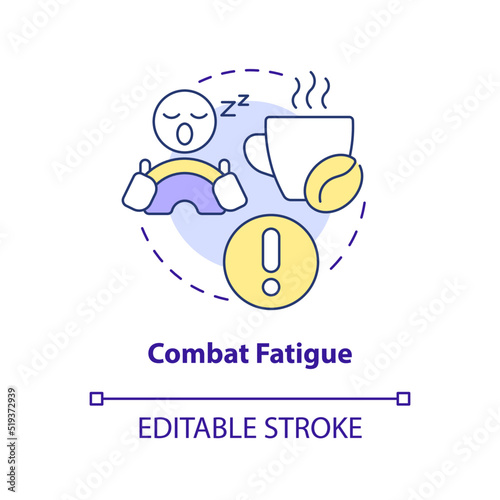 Combat fatigue concept icon. Sleepy driver. Driving safety at night abstract idea thin line illustration. Isolated outline drawing. Editable stroke. Arial, Myriad Pro-Bold fonts used