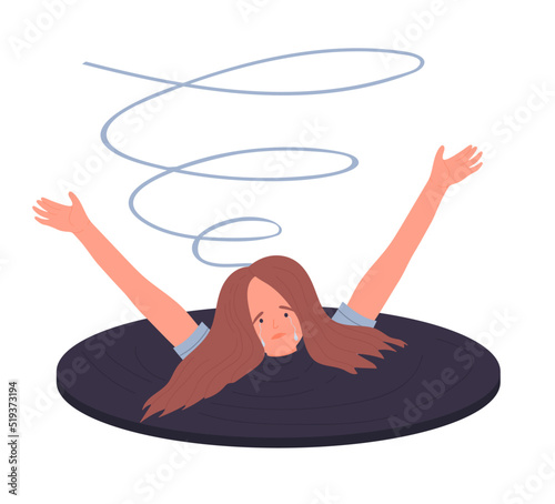 Psychic ilnesses and mental disorder. Depression state, bad unhappy mood vector illustration