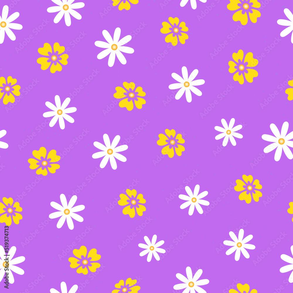Flowers pattern seamless on pink background for summer, spring, textile, decoration etc. Vector Illustration
