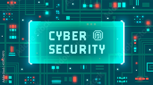 Web banner with the phrase Cyber Security. Concept of computer and privacy protection or safety system