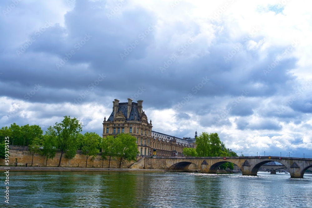 panorama of the embankment of the Seine and the Louvre in Paris panorama of the embankment of the Seine and the Louvre in Paris