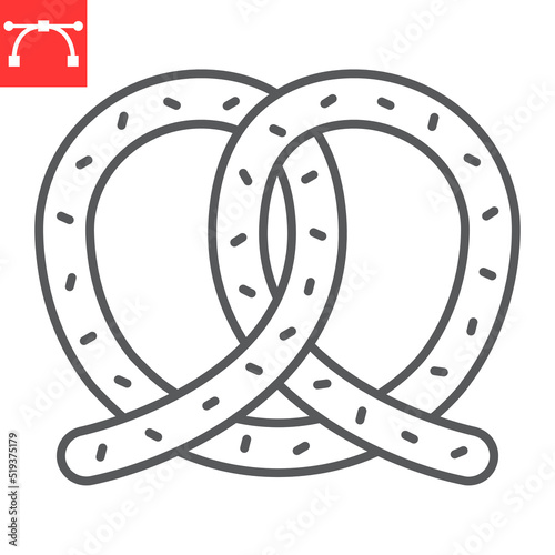 Pretzel line icon, pastry and oktoberfest, german pretzel vector icon, vector graphics, editable stroke outline sign, eps 10.