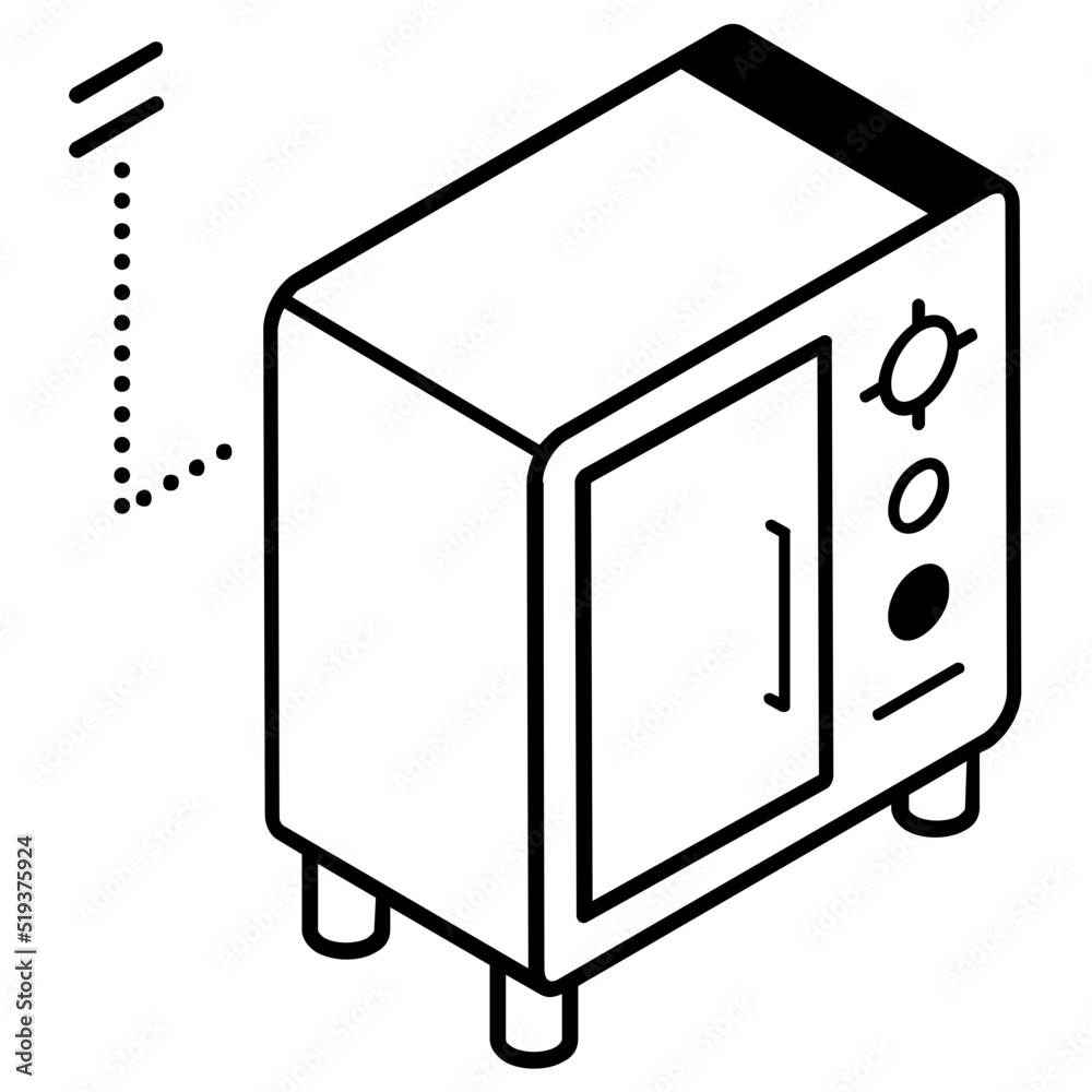 A mini fridge line isometric icon A mini fridge line isometric icon
