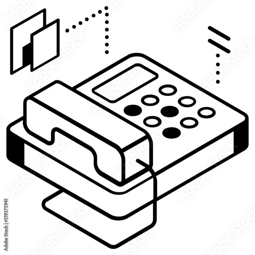 An isometric line icon of landline