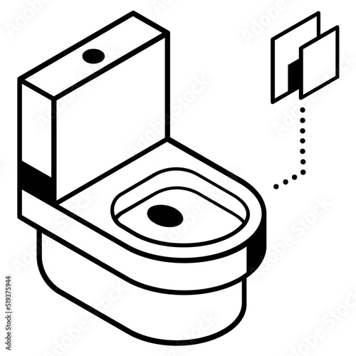 Modern commode line isometric icon