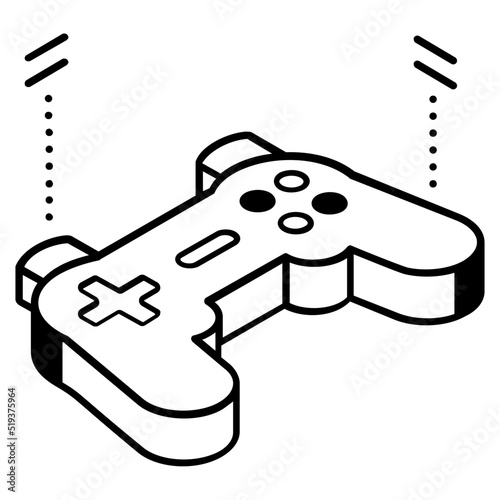 A gamepad line isometric icon download