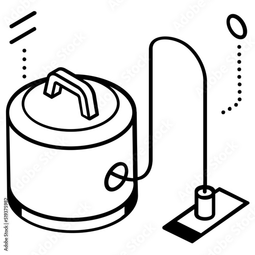 An electric cleaner with pipe to suck dust, vacuum cleaner icon