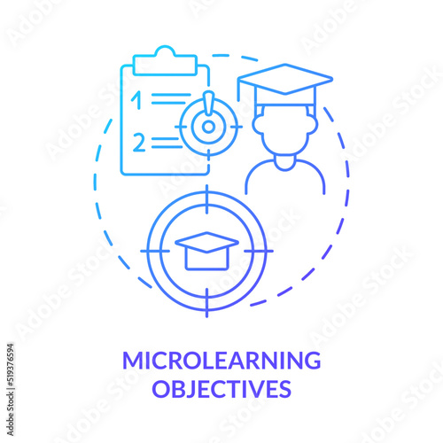 Microlearning objectives blue gradient concept icon. Micro learning module abstract idea thin line illustration. Targeted information. Isolated outline drawing. Myriad Pro-Bold font used