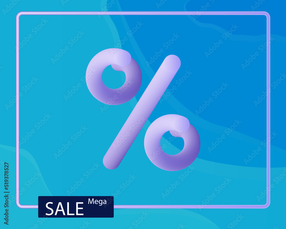 Sale percent 3d. Vector illustration, icon of discount, reduced prices, bargain. Mega promotion. Lucky coupon, great offer, prize or gift. Free party with bonus percentage. Holiday big sale event.
Sale percent 3d. Vector illustration, icon of discount, reduced prices, bargain. Mega promotion. Lucky coupon, great offer, prize or gift. Free party with bonus percentage. Holiday big sale event.