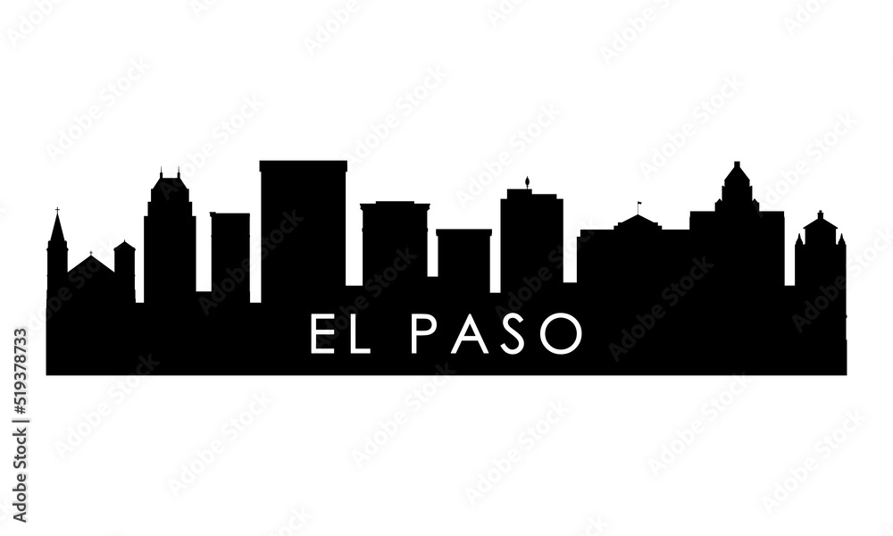 El Paso skyline silhouette. Black El Paso city design isolated on white background.