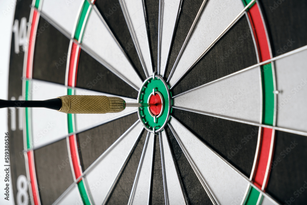 Dart for playing darts hitting exactly center target. Dart for playing darts hitting exactly center target.