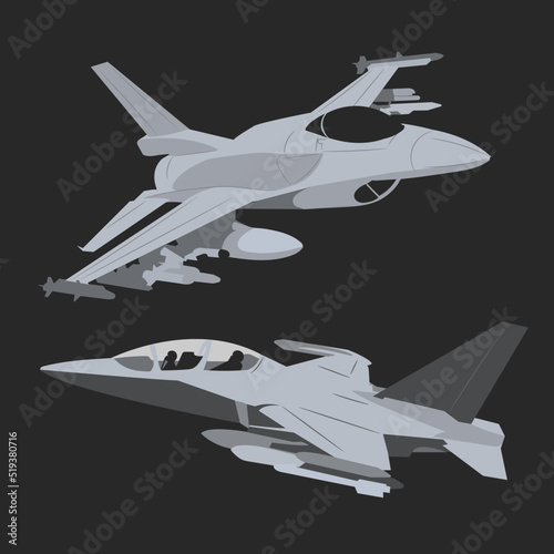 jet fighter aircraft. vector illustration