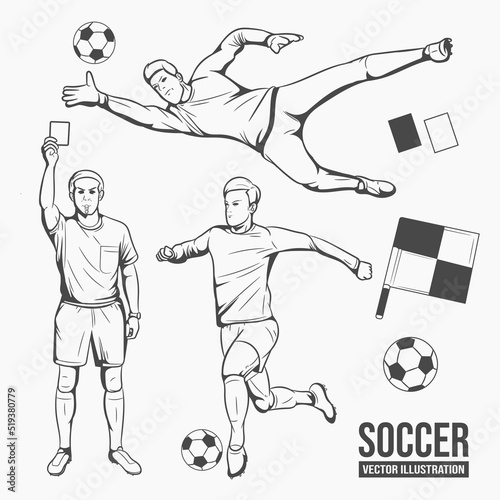 A set of vector set of football, soccer
