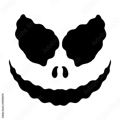 Halloween pumpkin faces icon. Scary faces silhouettes. 