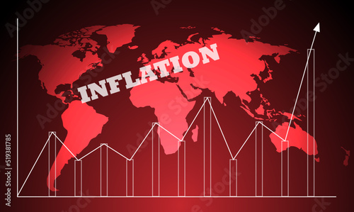 Inflation background worldwide due to pandemic. Graph showing increase in inflation