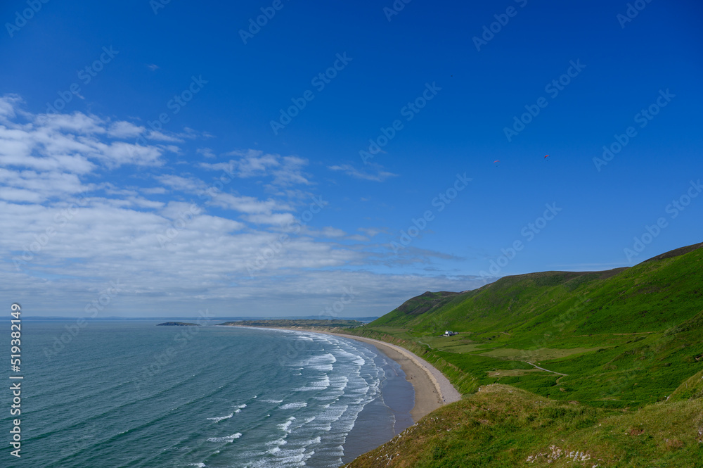 Rhossili Bay, A beautiful beach on the Gower Peninsula Swansea, South Wales