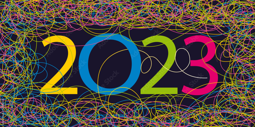 Carte de vœux artistique originale pour l’année 2023 avec un graphisme