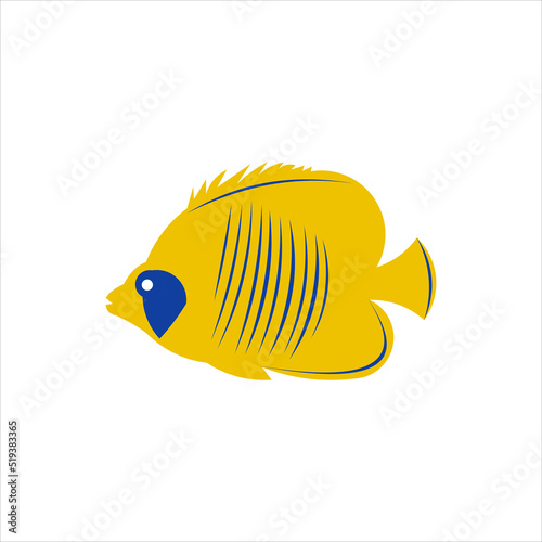 Yellow fish icon logo vector template