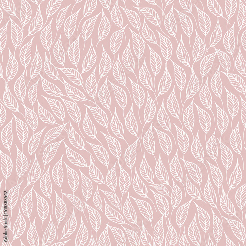 Leaves seamless pattern on brown, earthy background. Botanical, floral design for textile, fabric, print, wallpaper, surface, packaging, gift paper, products.